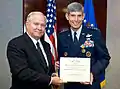 General Schwartz received The Defense Distinguished Service Medal, presents by Secretary of Defense Robert Gates at The Pentagon, August 12, 2008.