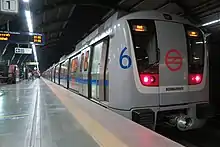 Front view of a Delhi Metro Train