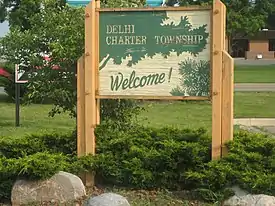 Delhi Charter Township sign along Cedar Street