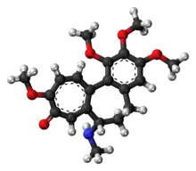 Ball-and-stick model of the demecolcine molecule