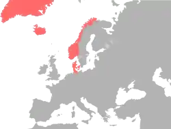 Map of Denmark–Norway, c. 1780