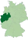 Map of Germany: Position of North Rhine-Westphalia highlighted