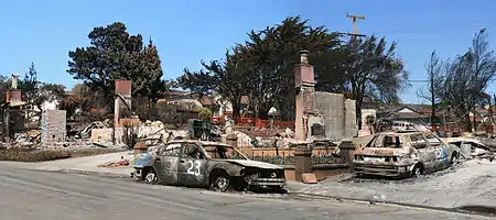 Destruction after fire and explosion in San Bruno