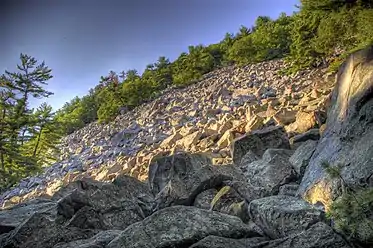 Boulder field on Eastern bluff at Devil's Lake