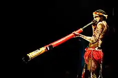 Didgeridoo player Ŋalkan Munuŋgurr performing with East Journey