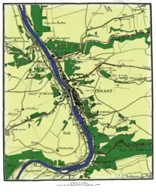 Carte de Dinant en 1914.