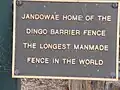 Dingo statue plaque, Jandowae, Queensland.