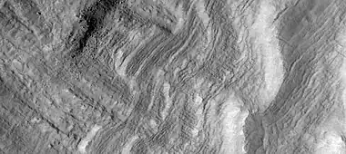 Close view of dipping layers that show the thin nature of the layers