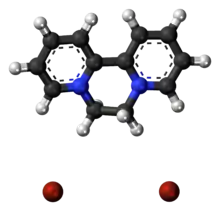 Ball-and-stick model of the component ions of diquat