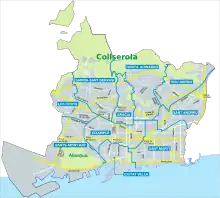 Detailed map of districts of Barcelona.