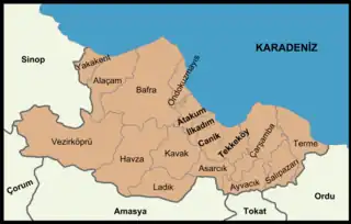 Clickable Samsun administrative imagemap