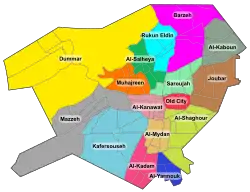 Al-Mydan on the District map of Damaskus