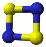 Space-filling model of disulfur dinitride