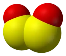 space-filling model of the disulfur dioxide molecule