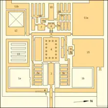 Annotated map of Djedkare Isesi's mortuary temple