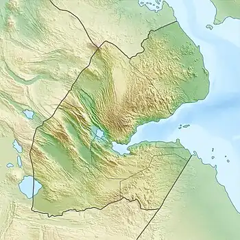 Location of Lake Abbe in Djibouti.