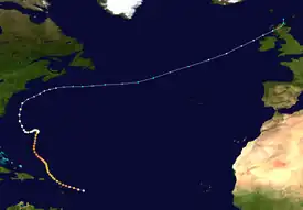 Weather map featuring Hurricane Dog, the strongest hurricane of the season