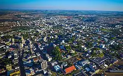 Aerial view of the city, in 2016.