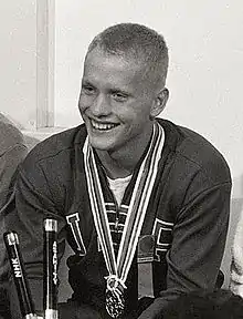 Don Schollander, winner of the 100-metre freestyle, 400-metre freestyle, 4 × 100-metre freestyle relay, and 4 × 200-metre freestyle relay.