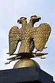 Sculpture of double-headed eagle on the gate of Alexander Garden in Moscow