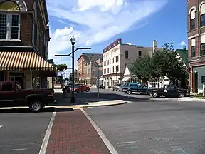 View of small town's main street in historic district