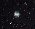 Dumbbell Nebula, north is diagonal left-up