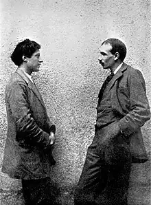 Duncan Grant and John Maynard Keynes photographed facing each other c.1913.