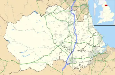 Showing position of Walworth at south of County Durham, near Darlington