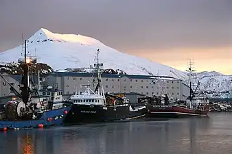 Crab boats docked at Dutch Harbor in January 2009.