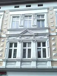 Detail of the facade after refurbishing