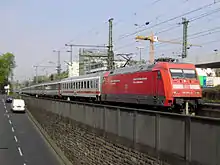 A Eurocity composed of DB and SBB rolling stock