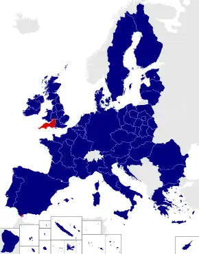 Map of the 2014 European Parliament constituencies with South West highlighted in red