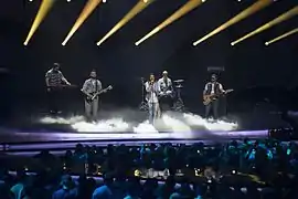 Dorians performing at the Eurovision Song Contest 2013 (from left to right: Arman Pahlevanyan, Gagik Khodavirdi, Gor Sujyan, Arman Jalalyan, and Edgar Sahakyan)