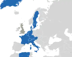 A coloured map of the countries of Europe