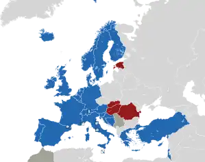 A coloured map of the countries of Europe