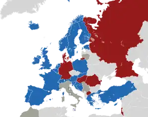 A coloured map of the countries of Europe