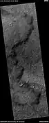 Edge of lava flow, as seen by HiRISE under HiWish program Location is Solis Planum in Phoenicis Lacus quadrangle.