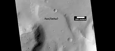 Possible fan or delta, as seen by HiRISE under HiWish program