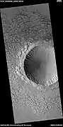 Crater and ejecta, as seen by HiRISE under HiWish program