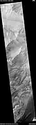 Wide view of part of Valles Marineris, as seen by HiRISE under HiWish program.  Box shows location of recurrent slope lineae that are enlarged in next image.