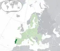 Map showing Portugal in Europe