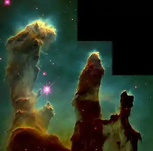 M16: Pillars of Star Creation (November 6, 1995; January 19, 1997; April 12, 1998; May 2, 1999; September 24, 2000; November 25, 2001; October 26, 2003; April 24, 2005; February 18, 2007; March 28, 2010; July 22, 2012; April 24, 2016)