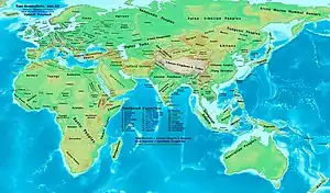 The world in 900 CE and the location of Tondo.