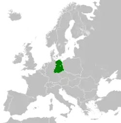 Territory of East Germany (green) during the Cold War