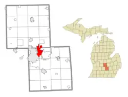 Location within Clinton County (top) and Ingham County (bottom)