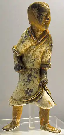 An Eastern Han male figure wearing a wubian (武弁), Shanghai Museum