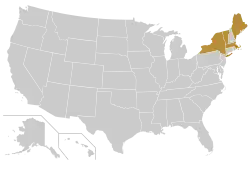 Location of teams in Eastern Collegiate Football Conference