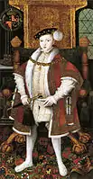 Edward VI standing on a Holbein carpet, c.1547.