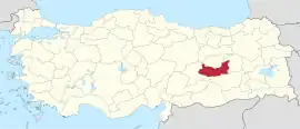 Location of the province within Turkey