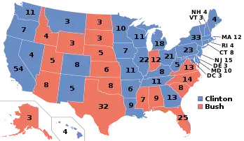 Electoral map, 1992 election